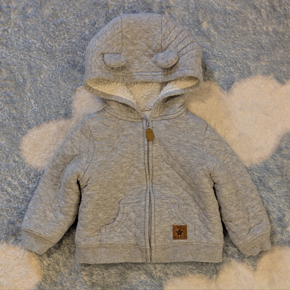 Simple Joys Carter's - Gray Bear Ear Zip Up Hoodie Fleece Lining Jacket